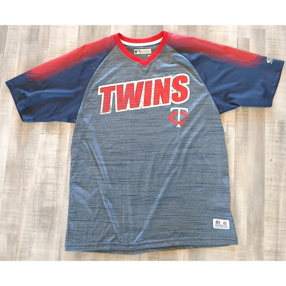 Minnesota Twins True Fans MLB‎ Baseball Jersey Men's Large Shirt MLB Gray